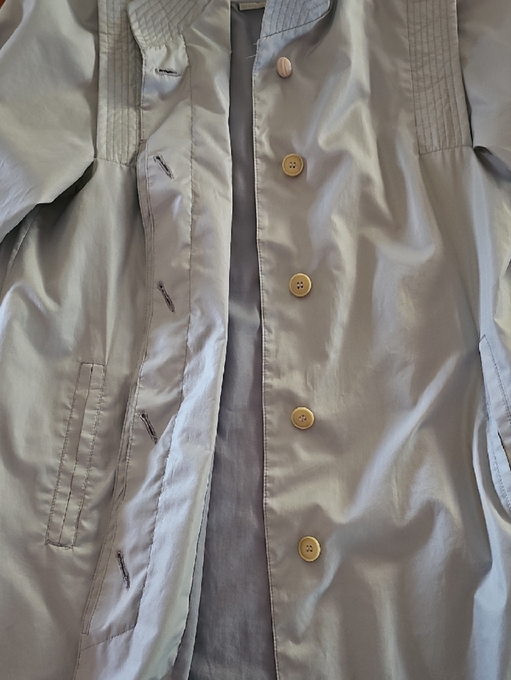 London Fog Light Gray Women's Trench Coat with Stand Collar - Picture 10 of 11
